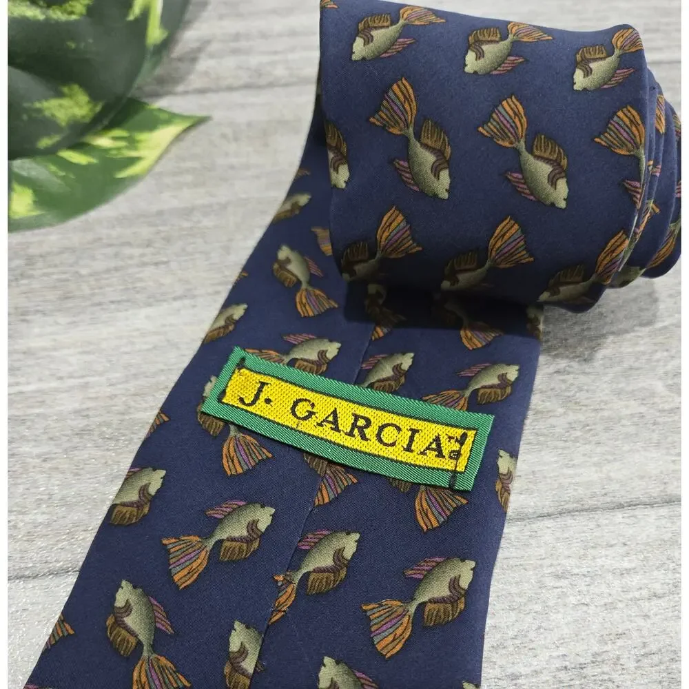 J. Garcia Fish Print Men's Silk Necktie